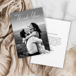 Tarjeta De Agradecimiento Boda fotográfico de escritura moderna