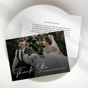 Tarjeta De Agradecimiento Boda fotográfico de escritura moderna
