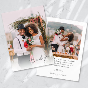 Tarjeta De Agradecimiento Boda fotográfico de escritura moderna