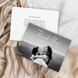 Tarjeta De Agradecimiento Boda fotográfico de escritura moderna