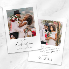 Tarjeta De Agradecimiento Boda fotográfico de escritura moderna