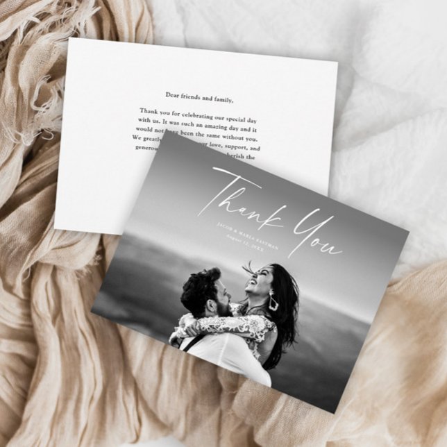 Tarjeta De Agradecimiento Boda fotográfico de escritura moderna (Subido por el creador)
