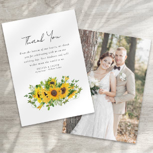 Tarjeta De Agradecimiento Boda fotográfico de girasol