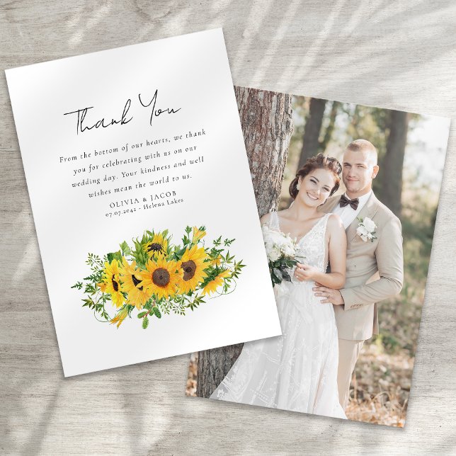 Tarjeta De Agradecimiento Boda fotográfico de girasol (Subido por el creador)