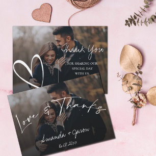 Tarjeta De Agradecimiento Boda fotográfico de guión de Bonito de superposici