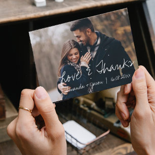 Tarjeta De Agradecimiento Boda fotográfico de guión de Bonito de superposici