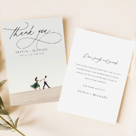Tarjeta De Agradecimiento Boda fotográfico de guión Minimalista único