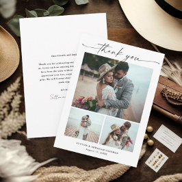 Tarjeta De Agradecimiento Boda fotográfico de guión moderno 3