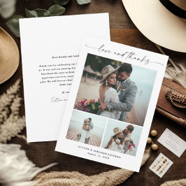 Tarjeta De Agradecimiento Boda fotográfico de guión moderno 3