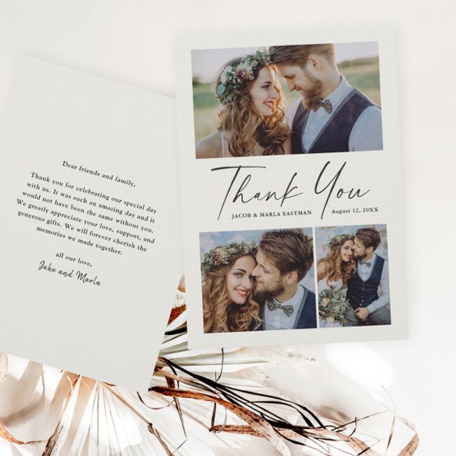 Tarjeta De Agradecimiento Boda fotográfico de guión moderno 3 (Subido por el creador)