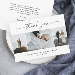 Tarjeta De Agradecimiento Boda fotográfico de guión simple 3<br><div class="desc">Simple Script 3 Photo Boda Tarjeta de agradecimiento. La parte posterior incluye un mensaje de agradecimiento de la pareja o puede eliminarlo si prefiere escribir a mano su agradecimiento.</div>