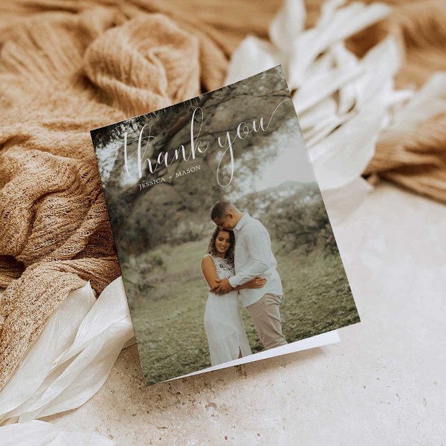 Tarjeta De Agradecimiento Boda fotográfico de guiones blancos gracias tarjet (Subido por el creador)