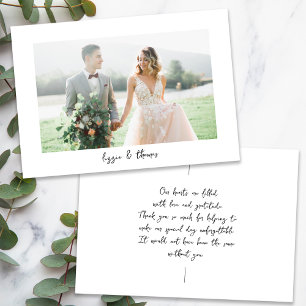 Tarjeta De Agradecimiento Boda fotográfico de guiones caligráficos