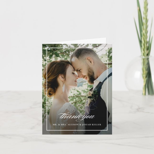 Tarjeta De Agradecimiento Boda fotográfico de guiones clásicos (Anverso)