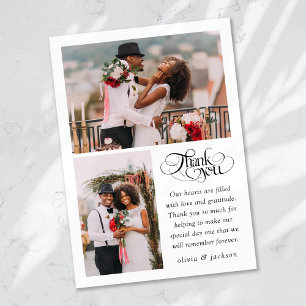 Tarjeta De Agradecimiento Boda fotográfico de guiones de caligrafía de moda