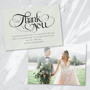 Tarjeta De Agradecimiento Boda fotográfico de guiones de caligrafía de moda