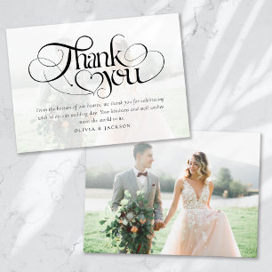 Tarjeta De Agradecimiento Boda fotográfico de guiones de caligrafía de moda