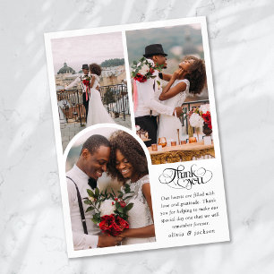 Tarjeta De Agradecimiento Boda fotográfico de guiones de caligrafía de moda