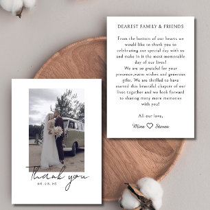 Tarjeta De Agradecimiento Boda fotográfico de guiones de caligrafía minimali
