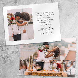 Tarjeta De Agradecimiento Boda fotográfico de guiones del corazón de doble c