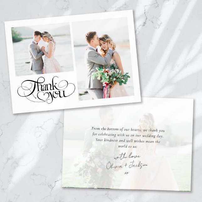 Tarjeta De Agradecimiento Boda fotográfico de Heart Script (Subido por el creador)