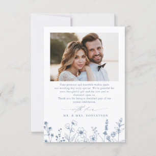 Tarjeta De Agradecimiento Boda fotográfico de la flor silvestre de Periwinkl