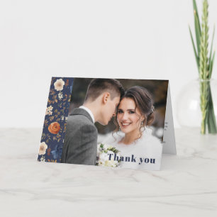 Tarjeta De Agradecimiento Boda fotográfico de la Marina Floral de Boho