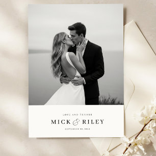 Tarjeta De Agradecimiento Boda fotográfico de la tipografía Minimalista de B