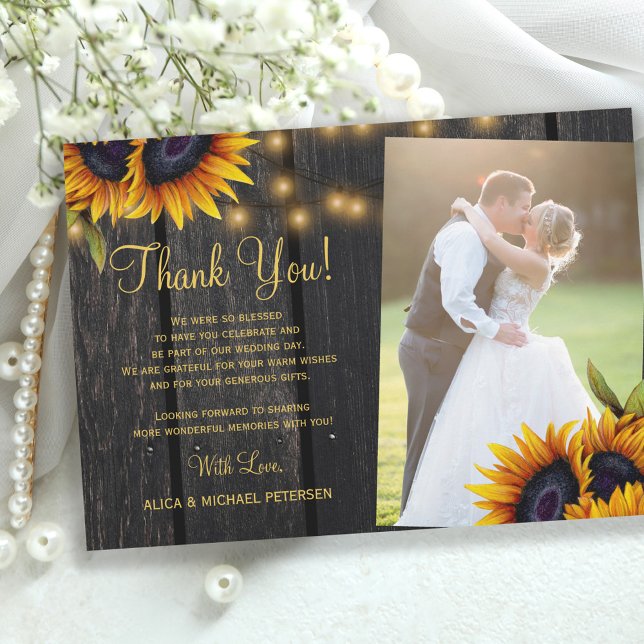 Tarjeta De Agradecimiento Boda fotográfico de los girasoles rusos (Subido por el creador)