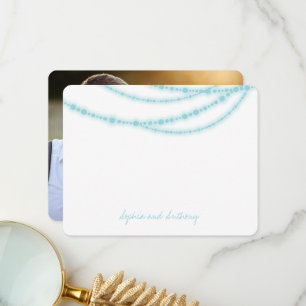 Tarjeta De Agradecimiento Boda fotográfico de luces espumosas de estilo azul