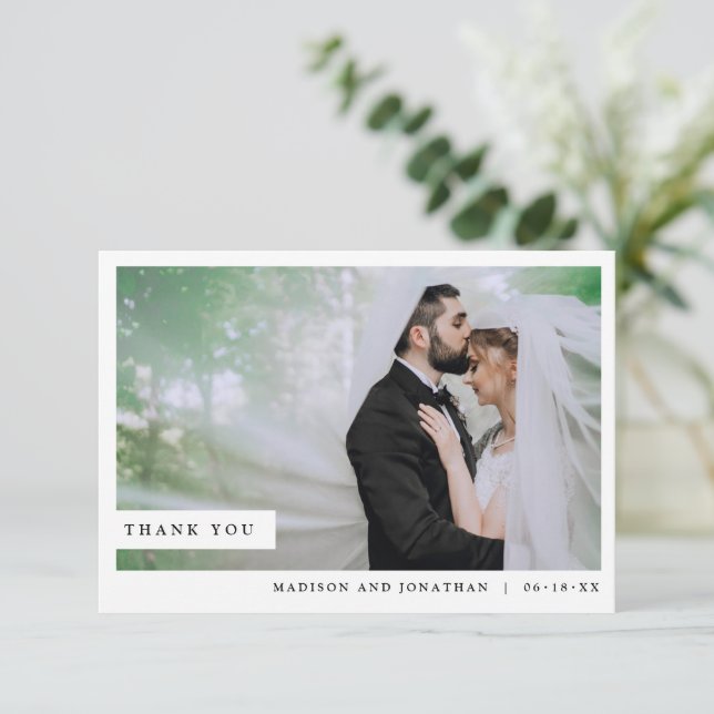 Tarjeta De Agradecimiento Boda fotográfico de Moda clásica (Anverso de pie)