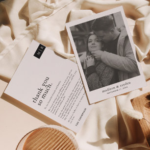 Tarjeta De Agradecimiento Boda fotográfico de monograma de Moda de tipografí