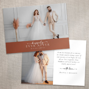 Tarjeta De Agradecimiento Boda fotográfico de Naranja quemado en Terracotta