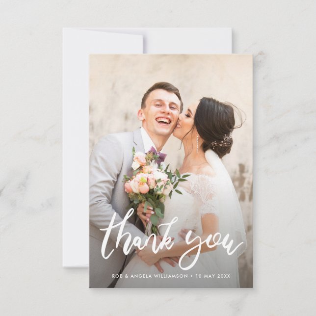 Tarjeta De Agradecimiento Boda fotográfico de novias y novios con encanto (Anverso)