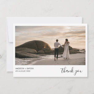 Tarjeta De Agradecimiento Boda fotográfico de paisajes verdes oscuros y simp