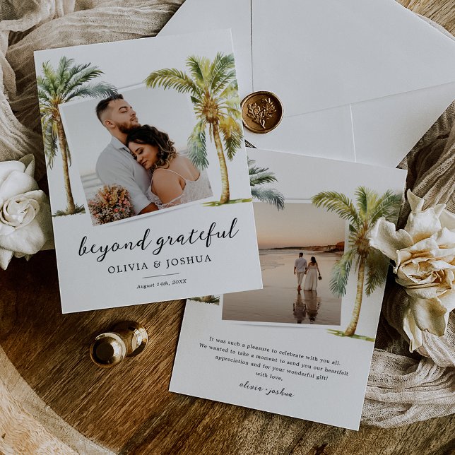 Tarjeta De Agradecimiento Boda fotográfico de playa tropical (Subido por el creador)