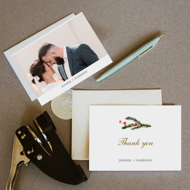 Tarjeta De Agradecimiento Boda fotográfico de Winter Pine (Subido por el creador)