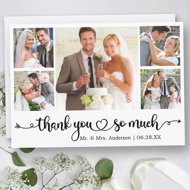 Tarjeta De Agradecimiento Boda fotográfico del guión gráfico 5 (Customize to change your personalized text size or text style.)