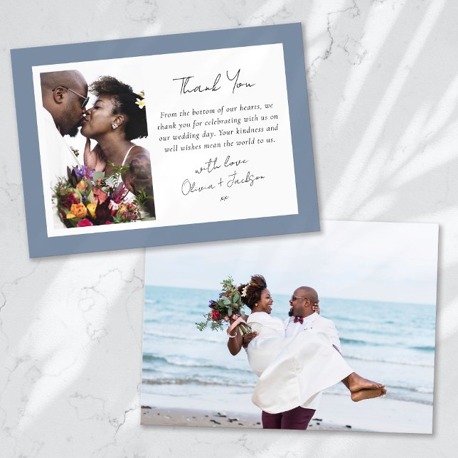 Tarjeta De Agradecimiento Boda fotográfico Dusty Blue Frame (Subido por el creador)