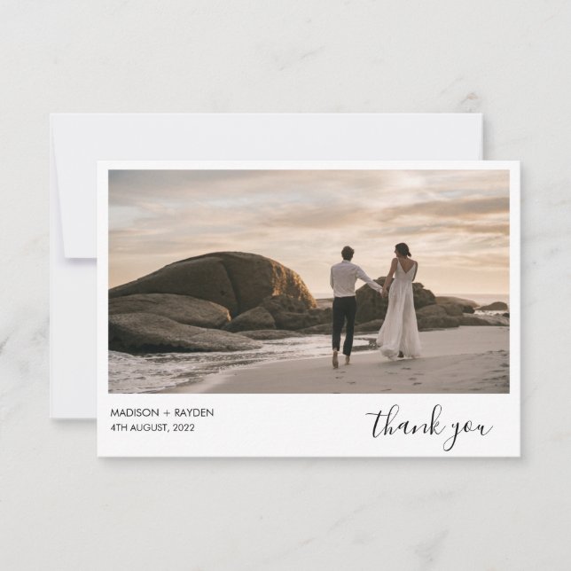 Tarjeta De Agradecimiento Boda fotográfico Dusty Blue Landscape sencillo (Anverso)