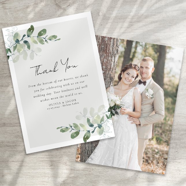 Tarjeta De Agradecimiento Boda fotográfico Eucalyptus (Subido por el creador)