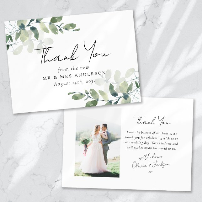 Tarjeta De Agradecimiento Boda fotográfico Eucalyptus (Subido por el creador)