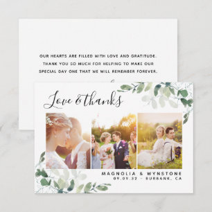 Tarjeta De Agradecimiento boda fotográfico Eucalyptus de 3,5 x 5"