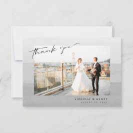 Tarjeta De Agradecimiento Boda fotográfico gris moderno