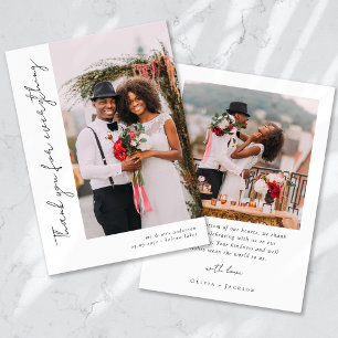 Tarjeta De Agradecimiento Boda fotográfico manuscrito romántico