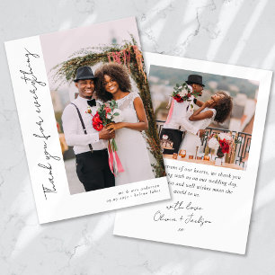 Tarjeta De Agradecimiento Boda fotográfico manuscrito romántico