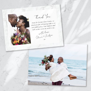 Tarjeta De Agradecimiento Boda fotográfico Marble Frame