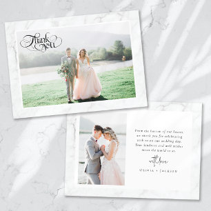 Tarjeta De Agradecimiento Boda fotográfico Marble Frame