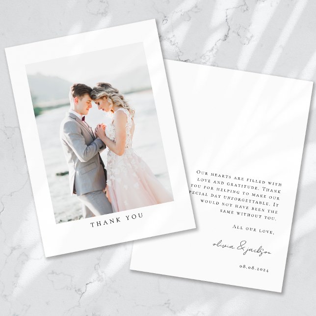 Tarjeta De Agradecimiento Boda fotográfico minimalista (Subido por el creador)