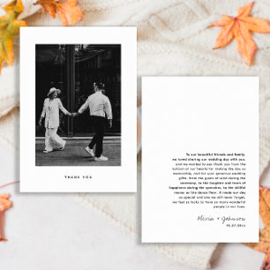 Tarjeta De Agradecimiento Boda fotográfico minimalista